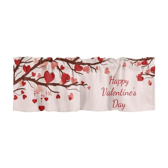 Qholemyo Romantic valentine's day heart shaped pattern semi kitchen curtains suitable for kitchens and living rooms easily create warm home love valentines day home decor valentine decorations