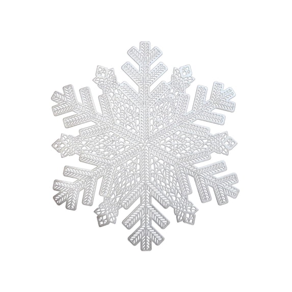 Qholemyo Round Snowflake Washable Placemats - Easy-Clean, Wipeable, Stain & Heat-Resistant Table Placemats, Suitable for Wedding Party, Holiday Decorations & Christmas Room Decor