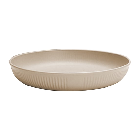 Qholemyo Round Straw Household Vertical Pattern Spaghetti Dinner Fruit Snack Dessert Serving Tray Food Platter