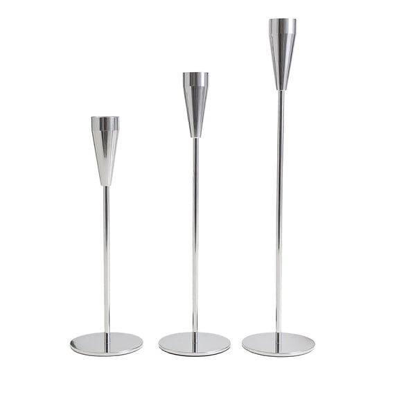 Qholemyo Set Of 3 Sleek Gold European Candleholder Tabletop Ornament Home Decor For Wedding Candlelit Dinner
