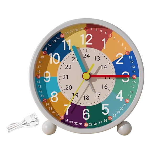Qholemyo Silent Non Ticking Analog Quartz Alarm Clock Kids Learning Desk Clock Clocks For Bedroom Home Decor For Children