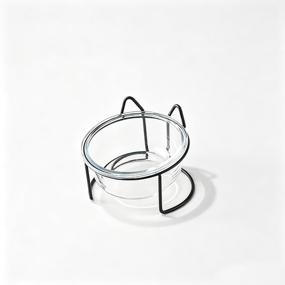 Qholemyo Slanted Glass Pet Bowl Pet Food Bowl Non Knock Feeding Bowl Neck Protection For Cats And Teddy Dogs