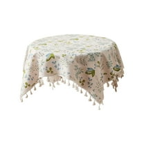 Qholemyo Small Floral Linen Tablecloth - Heat-Insulation Home Tablecloth For Coffee Table, Decorative Cloth With Cozy Vibe