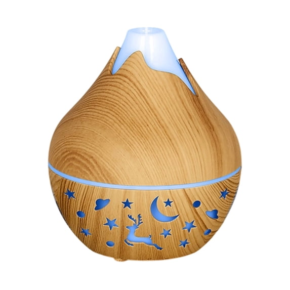 Qholemyo Small Humidifier Wood Grain Usb Powered Color Changing Aroma Diffuser Silent Night Light Cool Mist Desktop Device Home Goods