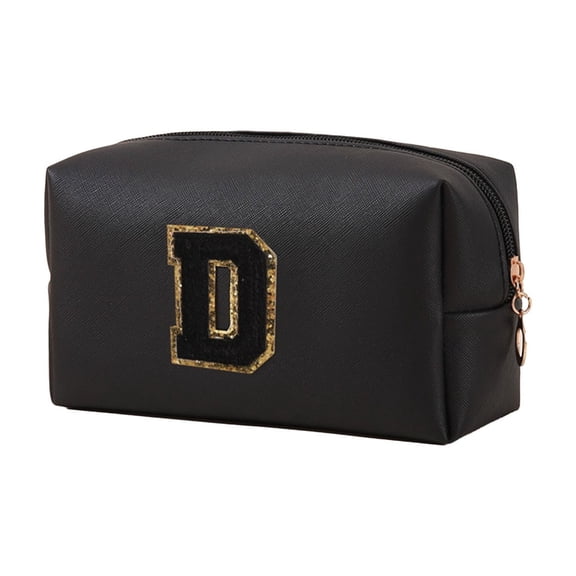 Qholemyo Small Personalized Initial Letter Makeup Bag Cute Waterproof Travel Cosmetic Pouch Women's Toiletry Organizer Zipper Bag Travel Essentials