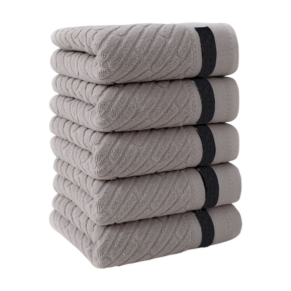 Qholemyo Solid Color Towel Set For Home Bathroom Full Cotton Thickened Soft Absorbent 5-Piece Set Cotton Bath Towels Bathroom Towels