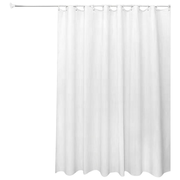Qholemyo Solid Color Waterproof Fabric Shower Curtain - Shower Curtain with Hooks, Simple Modern Design for Tub, Toilet & Closet, Basic Bathroom Accessories