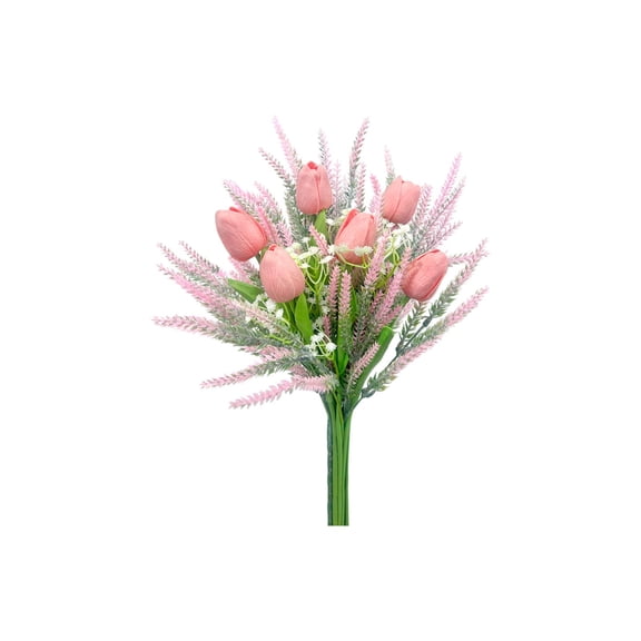 Qholemyo Spring Flowers Artificial Lavender Tulip Fake Flowers Bouquet Home Decor Wedding Party Table Centerpieces