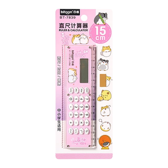 Qholemyo Straight Ruler Mini Electronic Calculator Basic Small Calculators For Student School Stationery