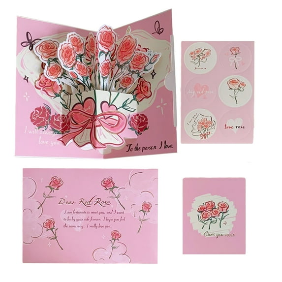 Qholemyo Three dimensional greeting card valentine's day happy birthday anniversary wedding thank you card for women men kid wife husband mom with envelope love valentines decor