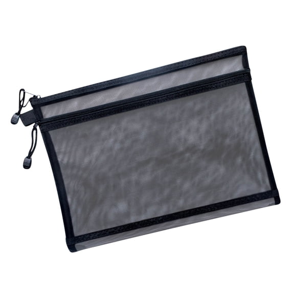Qholemyo Transparent Double Layer Mesh File Organizer Bag Zipper Student Test Paper Storage Pen Bag Information Document Folder Office Folders