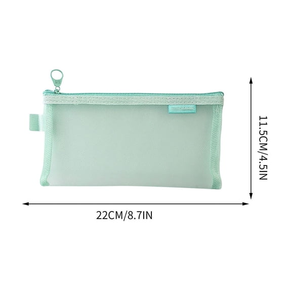 Qholemyo Transparent Mesh Pencil Pouch - Large Capacity Zippered Storage Bag, Portable Pencil Case for Student Exams