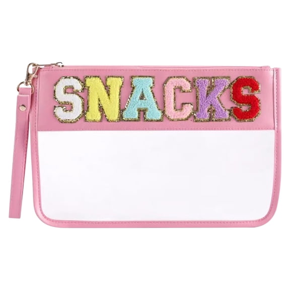 Qholemyo Transparent Waterproof Handheld Snack Storage Bag Multi Functional Zipper Pouch Makeup Travel Toiletry Bag Travel Essentials