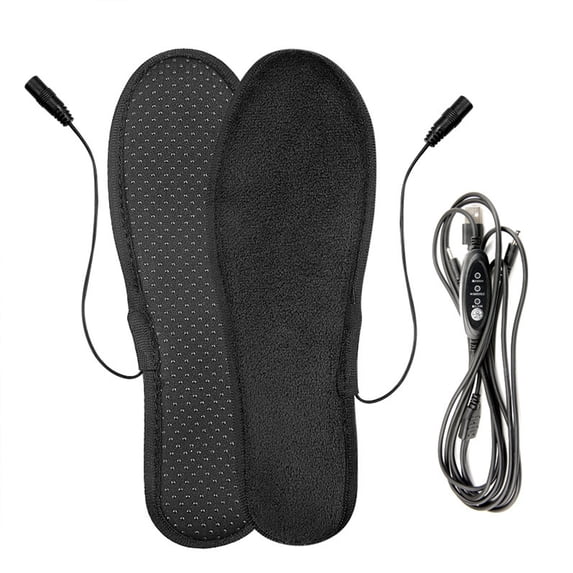 Qholemyo USB Temperature Control Electric Heating Shoes Hot Men And Women Short Velvet Heating Insole Foot Warmer Non Slip Heating Insole Heating Pad For Feet