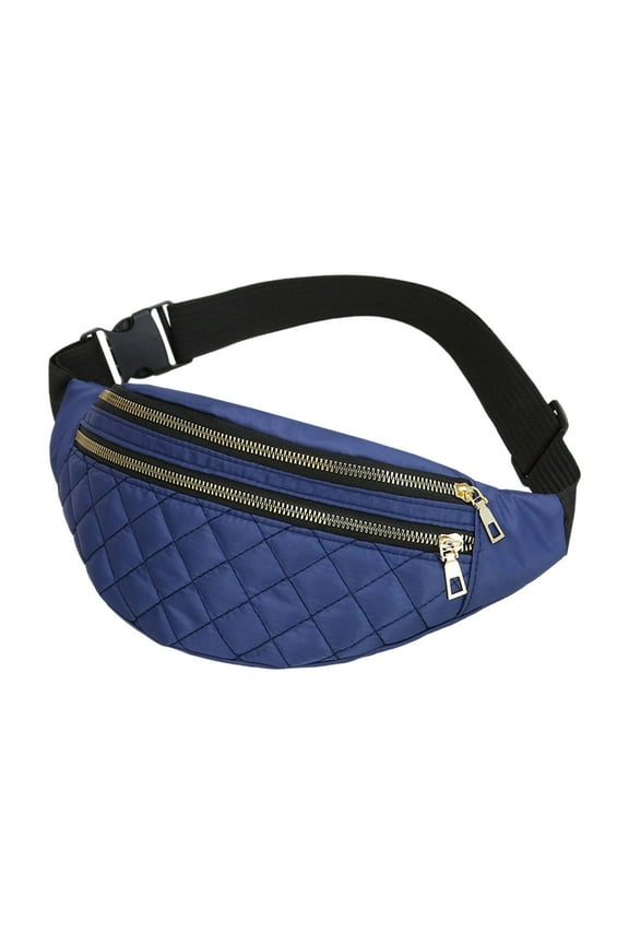 Unisex Fanny Pack 2 Zipper Pockets Crossbody Bag Gym Bag Adjustable Strap For Travel Cycle Run