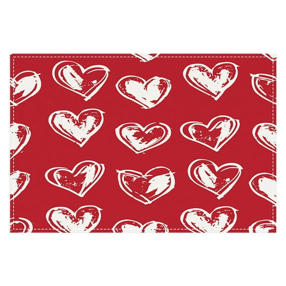 Qholemyo Valentine's day placemat festive party dining room table cover home kitchen heat mat love valentines decor valentine decorations