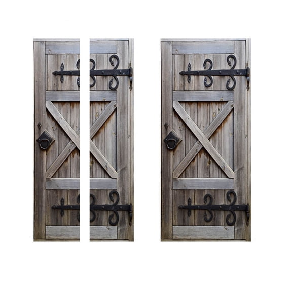 Qholemyo Vintage European Style Wooden Door Wall Stickers Home Wall Decor Wall Decorations Self Adhesive Stickers