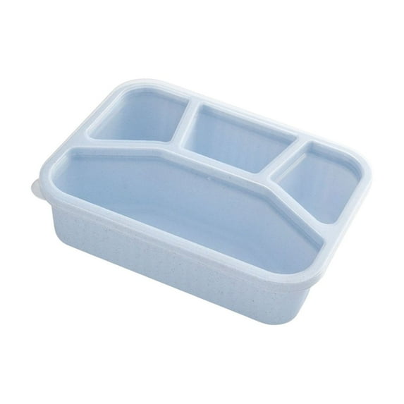 Qholemyo Wheat Straw Square Four Compartments Lunch Box With Transparent Lid Lunch Box Fruit Compartment Refrigerator Fresh Complementary Food Box Food Storage Containers Plastic Food Containers