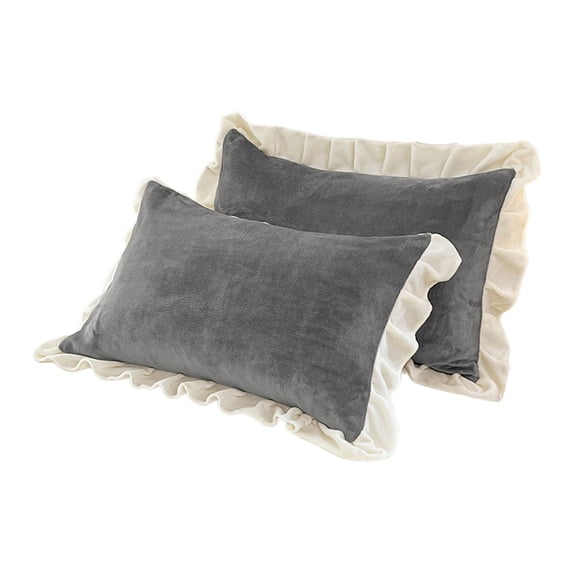 Qholemyo Winter Crystal Velvet Pillow Covers Hotel Quality Lace Trim Case Home Goods Soft Warm Sleeping Pillow Cover