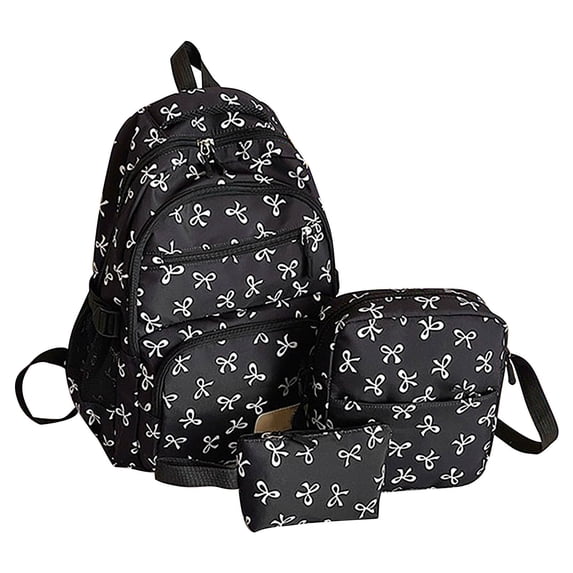 Qholemyo Women's Three-Piece Bowknot Handbag Set Large-Capacity Versatile Set Including Backpack Shoulder Bag And Tote, backpacks, travel essentials