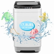 Adnoom 17.8 lbs Portable Washing Machine, 2 in 1 Full Automatic Washer & Dryer with Drain Pump, LED Display, Visual Glass Top-Load, 10 Wash Programs 8 Water Level for Home/Apartment/Dorm