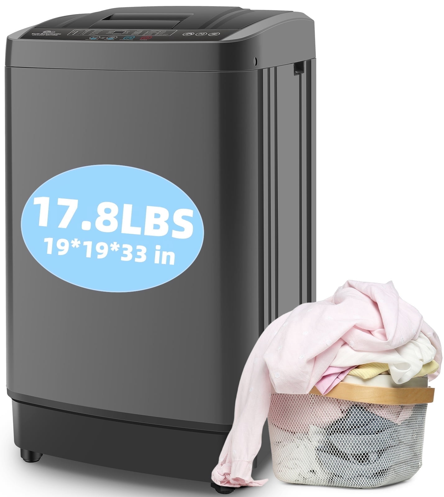 Veeboto 17.8LBS Portable Washing Machine, Fully Automatic Compact Washer, 10 Wash Programs Washer with Drain Pump, Faucet Adapter, Ideal for Apartments, Home, Dorm