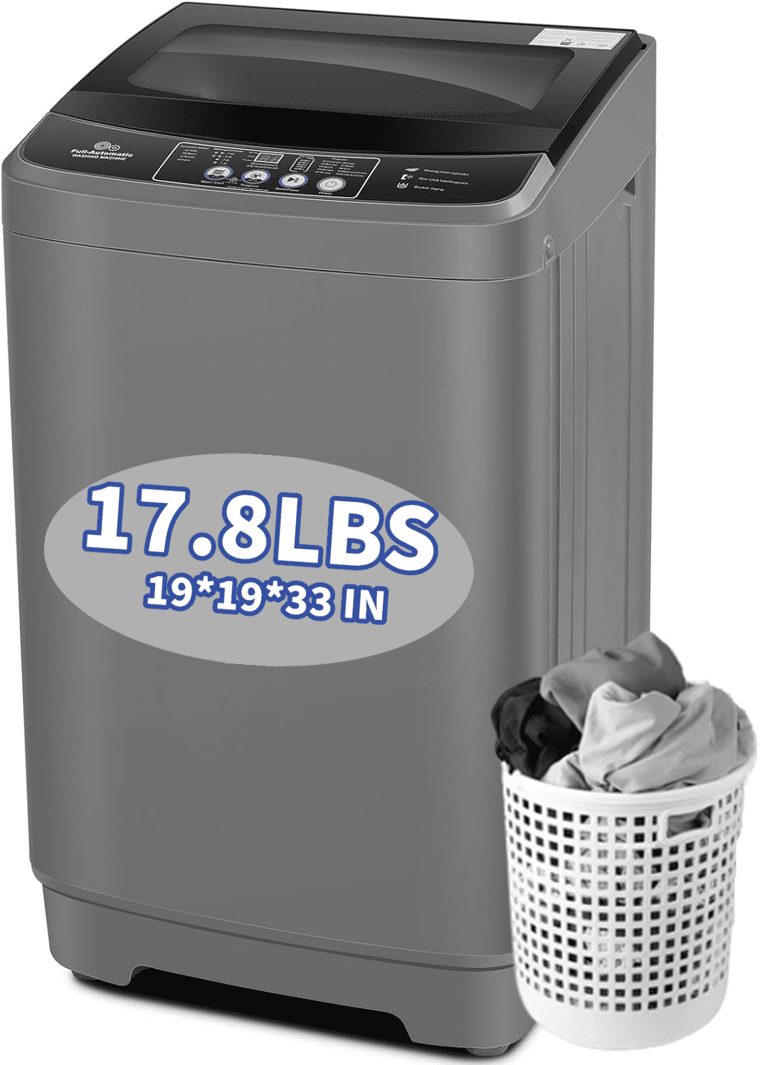 Qhomic 17.8lb Full Automatic Washing Machine, Compact Wahing Machine