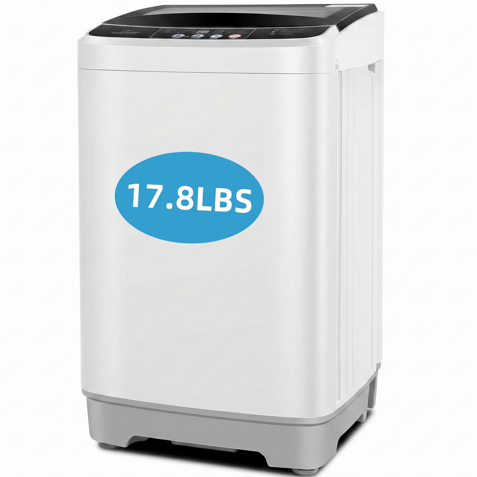 Qhomic 17.8lbs Washing Machine, Full Automatic Washer Machine with 10 Wash Programs 8 Water Levels, LED Display, Visual Glass Top-Load Portable Washer for Apart/Home/Drom, White