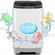 Adnoom Portable Washing Machine, 15.6lbs Capacity Fully Automatic Compact Washer with Drain Pump, LED Display, Compact Washing Machine Quiet and Energy Efficient