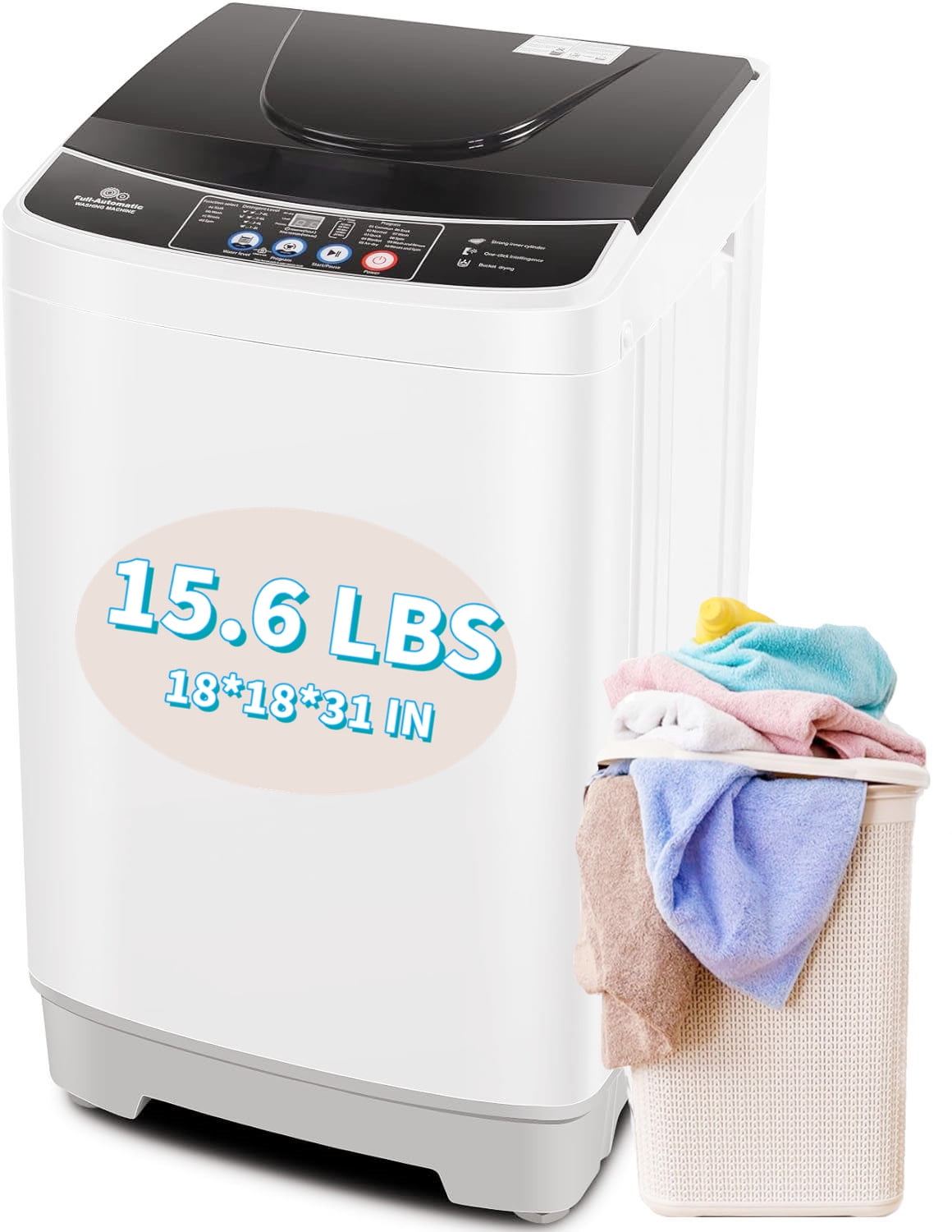 Qhomic 2.1 Cu.ft Portable Washing Machine 15.6lbs Capacity Fully