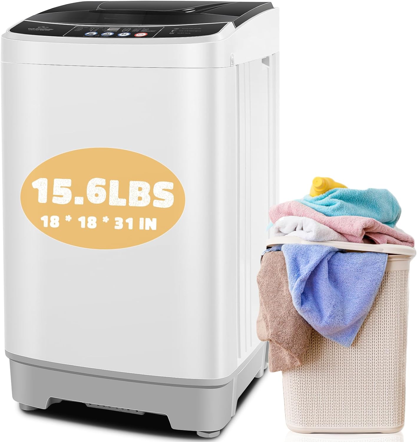 Qhomic 2.1 Cu.ft Portable Washing Machine, 15.6lbs Capacity Fully