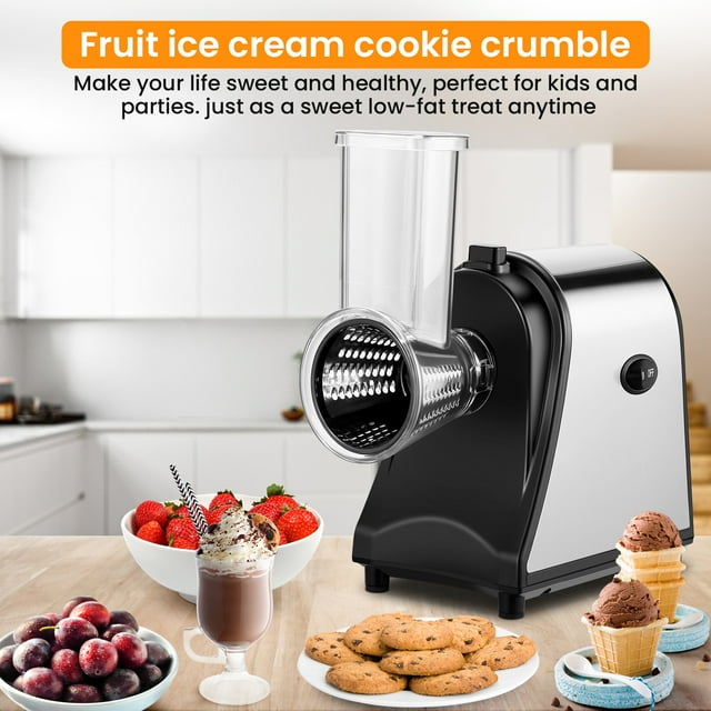 Qhomic 250W Electric Cheese Grater Professional 5In1 Salad Make with