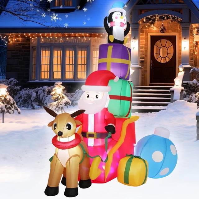 Qhomic 5.9FT Christmas Inflatable Santa with Blower, Christmas ...