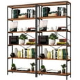 Qhomic 5Tier Bookcase Shelf, Wooden and Steel Frame, Storage Organizer