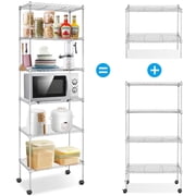 Qhomic 6-Tiers Heavy Duty Clothing Garment Racks with 5 Adjustable Height Storage Shelves,Rolling Clothing Racks on Wheels, Wire Shelving Unit 21.26" x 11.42" x 68.9", Silver