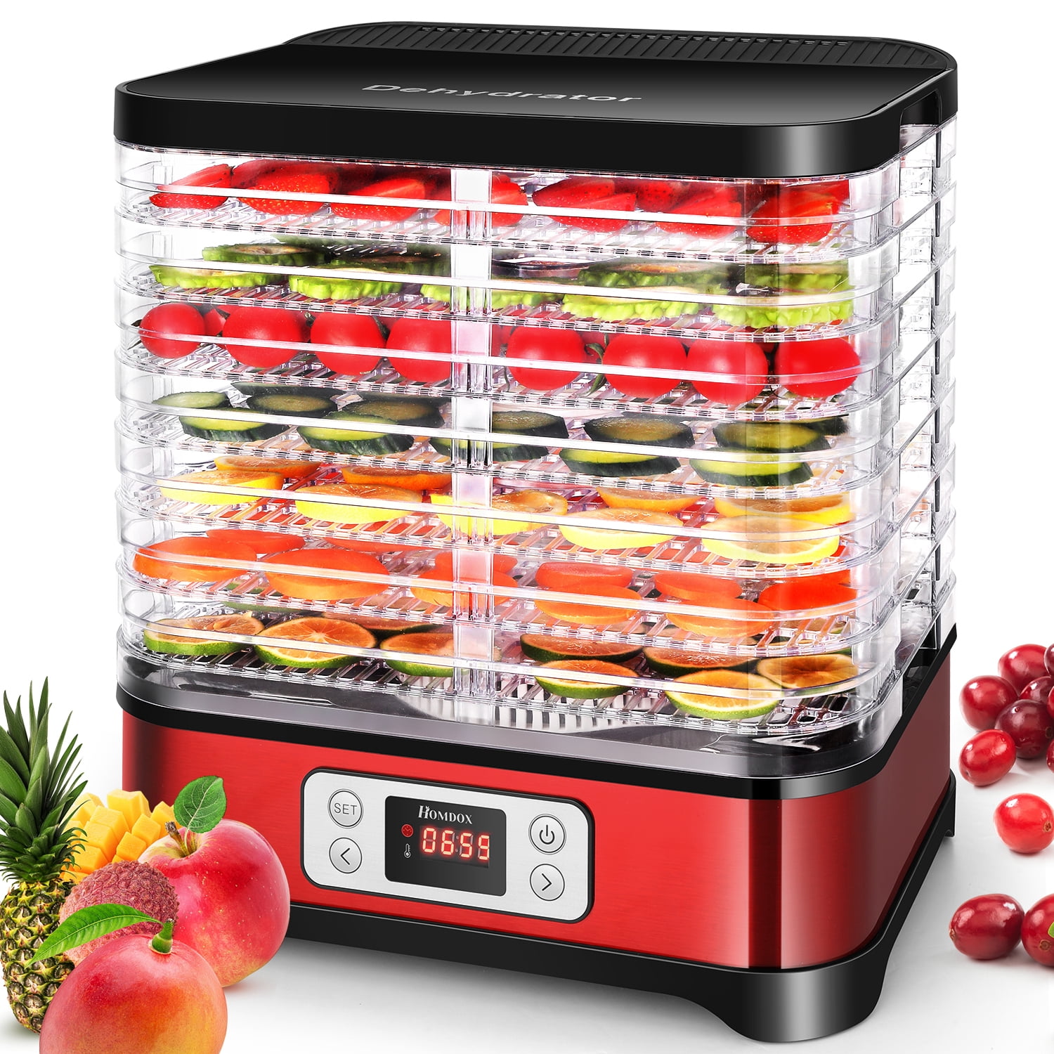 Qhomic 8Layer Food Dehydrator with LCD Display, Timer and Temperature