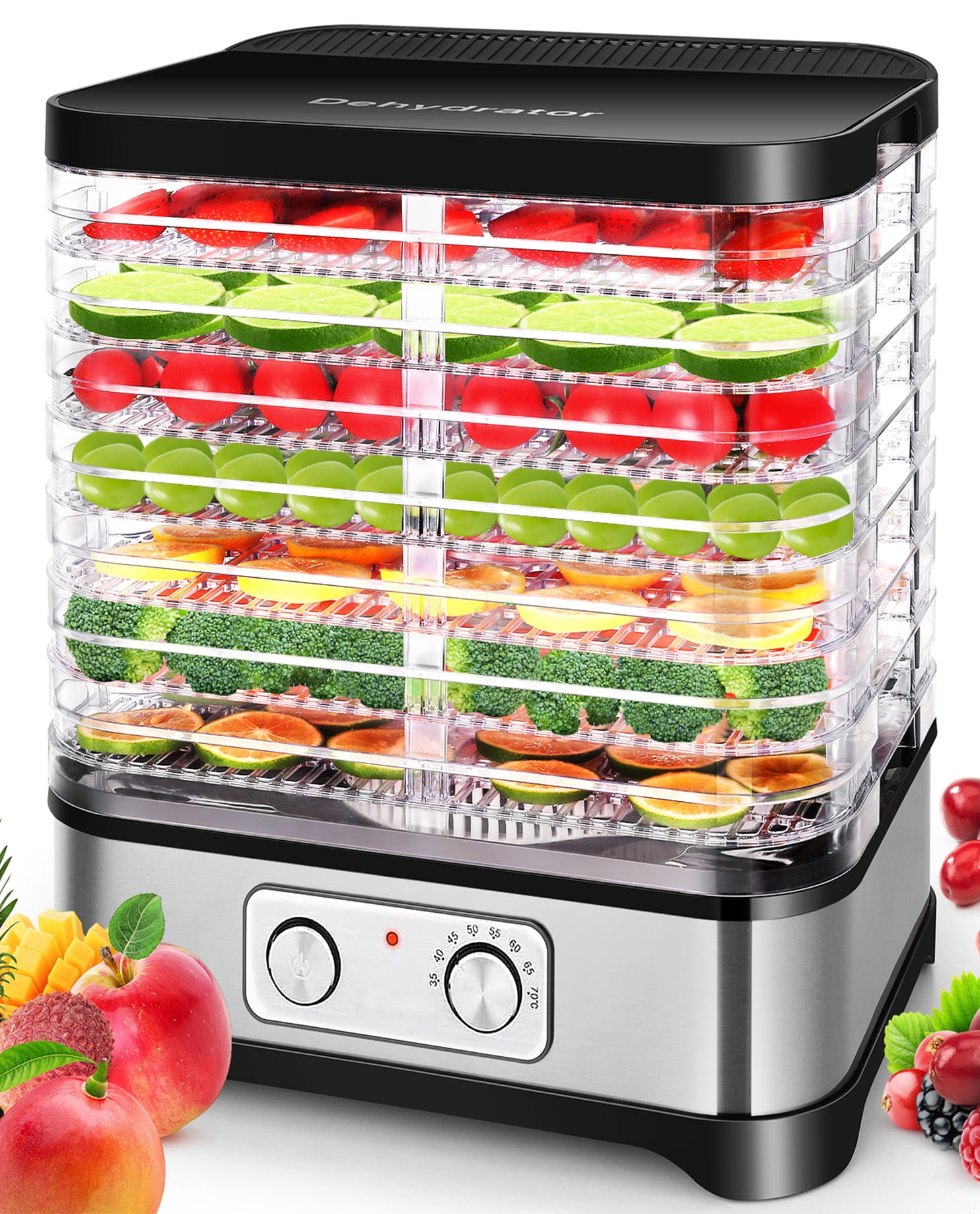 Qhomic 8 Layers Food Dehydrator, Electric Digital Food Dehydrator Machine for Jerky, Fruit, Vegetables & Nuts, Vegetable Dryer with Timer and Temperature Control with LCD Display Screen