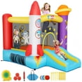 thumbnail image 1 of Veeboto Bounce House, Aerospace Rocket's Indoor Outdoor Inflatable Bounce House with Jumping Area, Slide, 370W Blower, 1 of 7