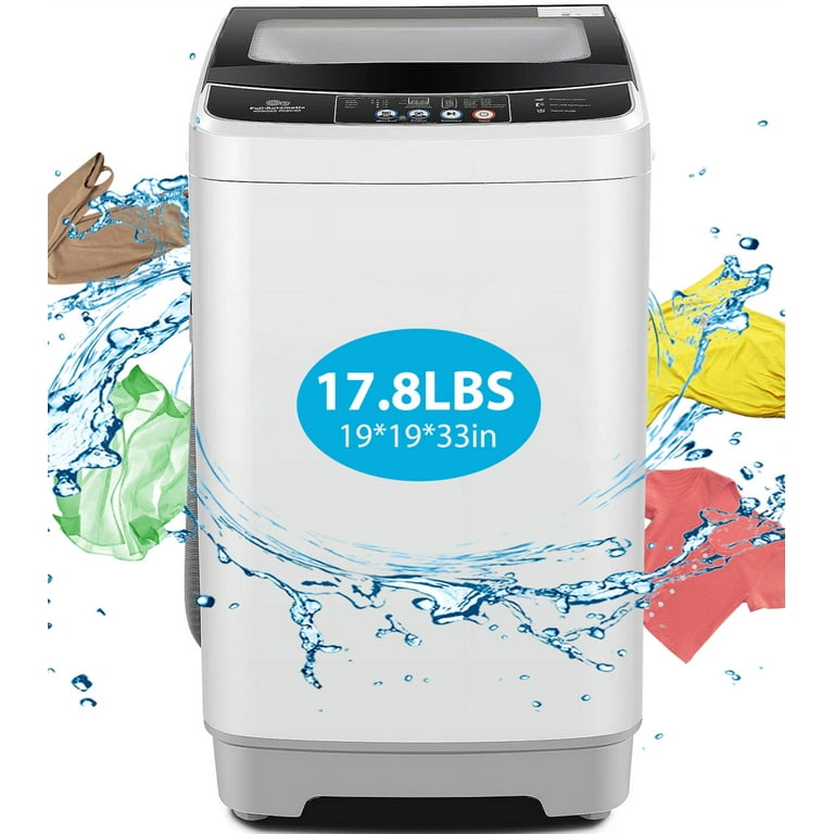 KRIB BLING 17.7 lbs Full Automatic Washing Machine with LED Display Compact  Washing Machine with Drain Dump, 10 Wash Programs and 8 Water Levels Ideal  for Dorms, Apartments, Grey 