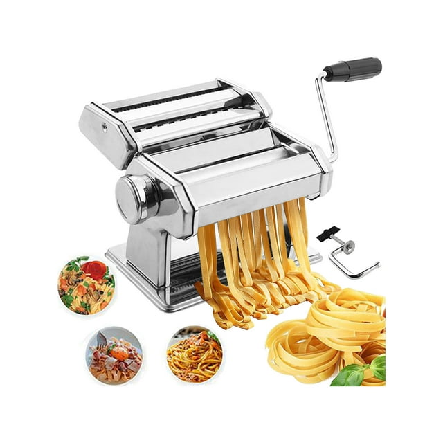 Qhomic Homemade Pasta Maker Machine, Manual Hand Press with 7