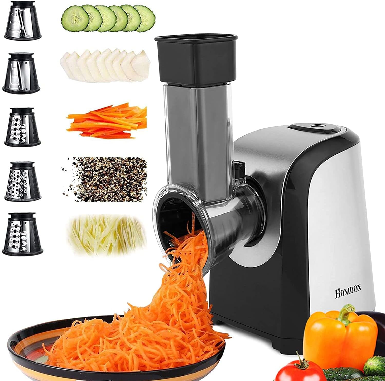 https://i5.walmartimages.com/seo/Qhomic-Kitchen-Electric-Cheese-Grater-150W-Electric-Vegetable-Slicer-Salad-Maker-Multi-Grater-with-4-Cones-Stainless-Steel_880a70a0-0b6c-4bf1-81a2-75ce844dc548.d24d58b3ea2858ea433c327a8e0c995d.jpeg