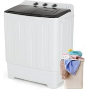 Qhomic Portable Washer 30lbs, 2-in-1 Twin Tub Washer & Dryer Combo Compact Semi-Automatic Washing Machine with Drain Pump, Black