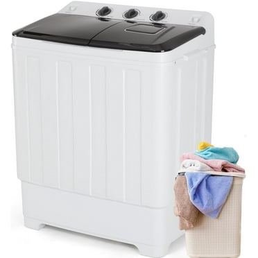 Qhomic Portable Washer 30lbs, 2-in-1 Twin Tub Washer & Dryer Combo Compact Semi-Automatic Washing Machine with Drain Pump, Black