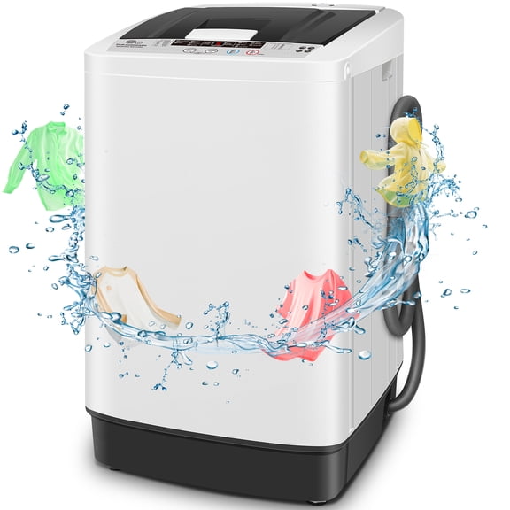Adnoom Portable Washing Machine, 15.6lbs Fully Automatic Compact Washer, 10 Programs/8 Water Leve Washer and Dryer Combo with Dump Pump, Compact Laundry for Apartment, Dorm