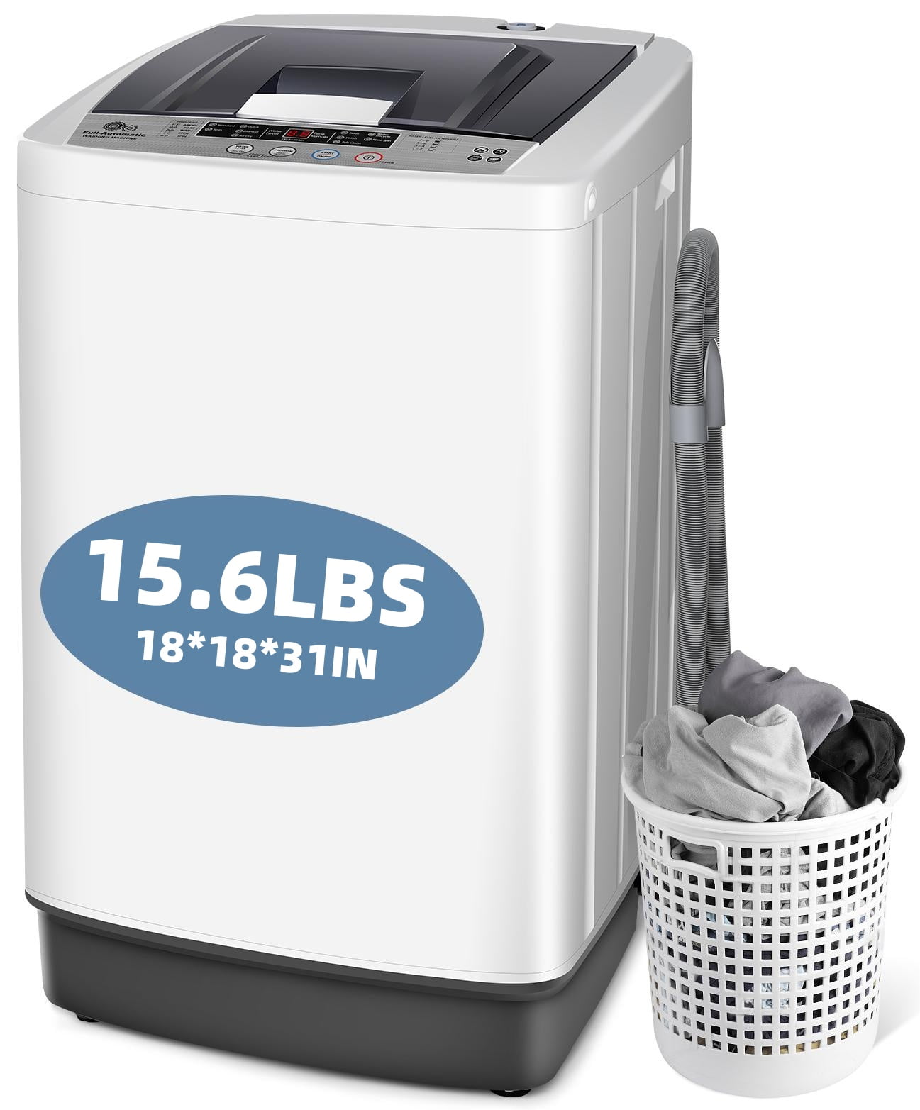 Qhomic Portable Washing Machine, 15.6lbs Dryer & Washer Combo, 10 Programs 8 Water Level Fully Automatic Washing Machine for RVs, Apartments, Home