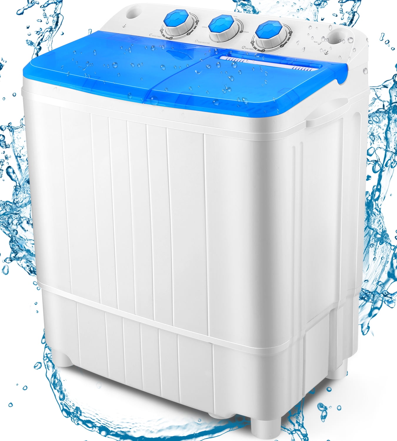 Qhomic Portable Washing Machine, 16lbs Twin Tub Mini Compact Laundry