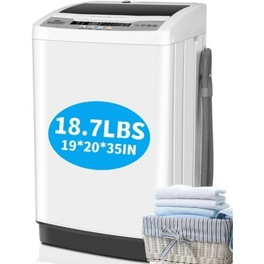 Qhomic Portable Washing Machine, 18.7Lbs Capacity Portable Washer with Drain Pump, 10 Wash Programs/8 Water Levels/LED Display, Full-Automatic Compact Laundry Washer for Apartment, Dorm, Rvs