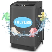 Veeboto Portable Washing Machine, 18.7Lbs Capacity Portable Washer with Drain Pump, 10 Wash Programs/8 Water Levels/LED Display, Full-Automatic Compact Laundry Washer for Apartment, Dorm, Home