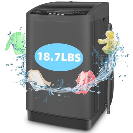 Veeboto Portable Washing Machine, 18.7Lbs Capacity Portable Washer with Drain Pump, 10 Wash Programs/8 Water Levels/LED Display, Full-Automatic Compact Laundry Washer for Apartment, Dorm, Home