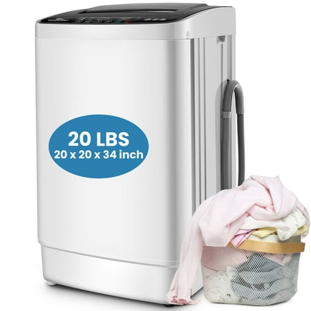 Adnoom Portable Washing Machine, 20lbs Portable Washer with 4 Wash Programs 4 Water Levels 3 Water Temperatures LED Display, Fully Automatic Washing Machine Drain Pump for Home, Dorm, Apart